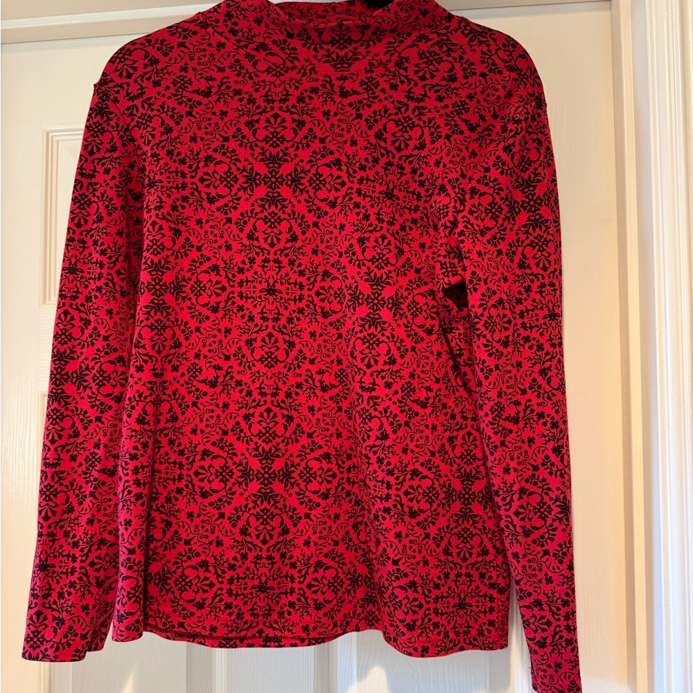 Karen Scott Red and Black Button Down Shirt